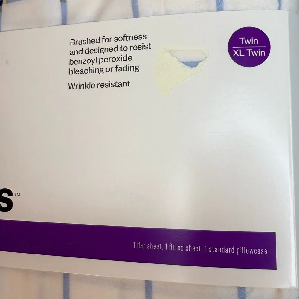 Room Essentials Twin Sheet Set Blue Grid‎ Microfiber Twin XL Compatible NWT - Picture 3 of 7